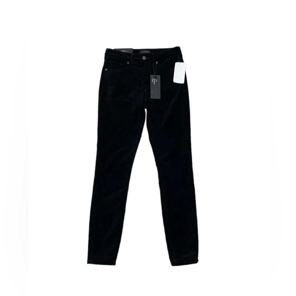 Silver NWT The Perfect Jean Velour Aiko Skinny Mid Rise,Black, Size W24 x L29